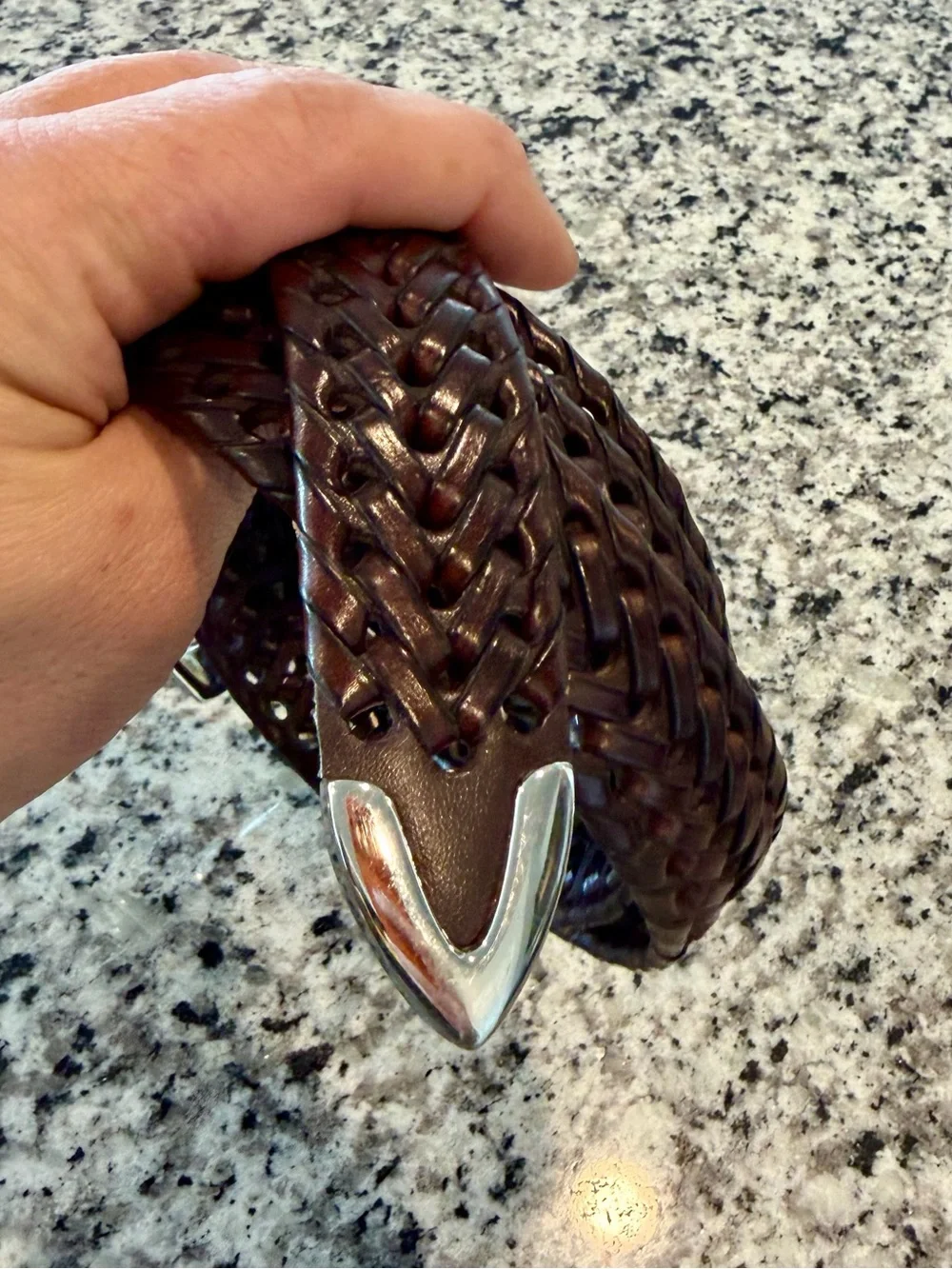 Vintage Perry Ellis Portfolio Men's Belt Sz 44 Brown Woven Braided Leather NWOT